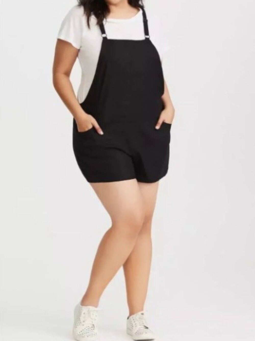 Torrid Size 3X Black Linen Blend Overall Shorts Romper Comfy Summer Shortalls